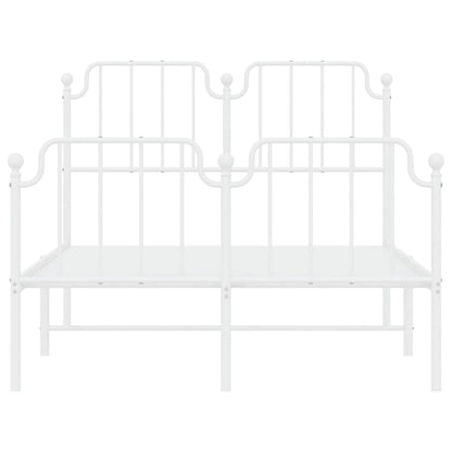vidaXL Metal Bed Frame without Mattress with Footboard White 120x200cm