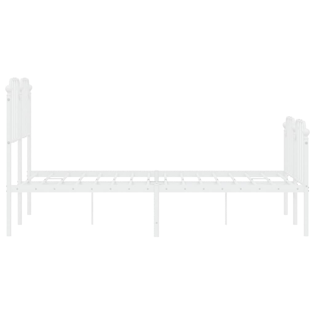 vidaXL Metal Bed Frame without Mattress with Footboard White 120x200cm