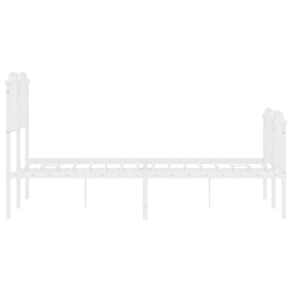 vidaXL Metal Bed Frame without Mattress with Footboard White 120x200cm