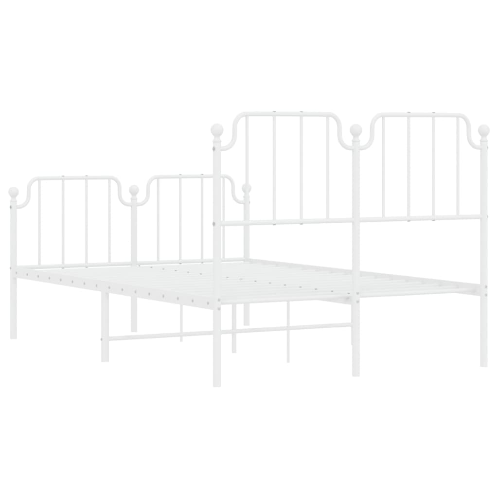 vidaXL Metal Bed Frame without Mattress with Footboard White 120x200cm