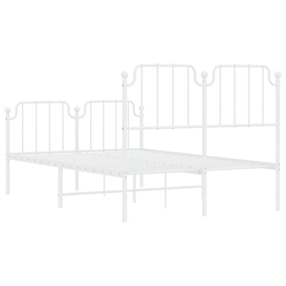 vidaXL Metal Bed Frame without Mattress with Footboard White 120x200cm