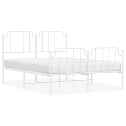 vidaXL Metal Bed Frame without Mattress with Footboard White 135x190cm