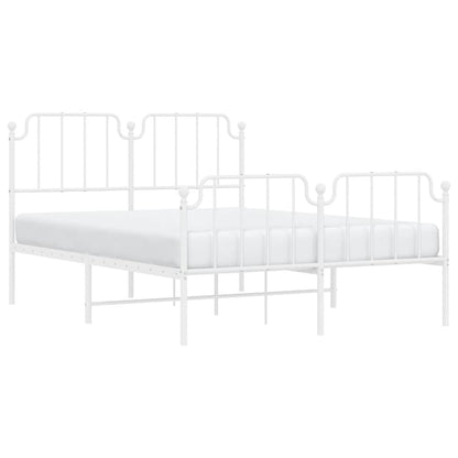 vidaXL Metal Bed Frame without Mattress with Footboard White 135x190cm