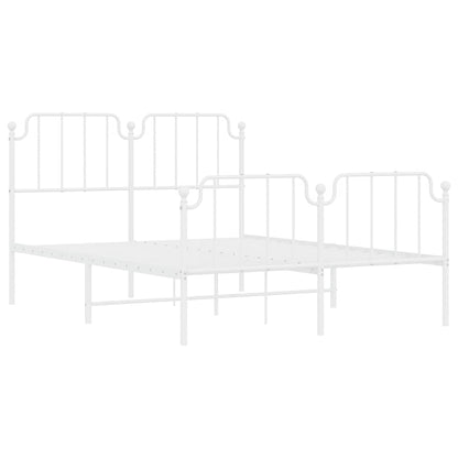 vidaXL Metal Bed Frame without Mattress with Footboard White 135x190cm