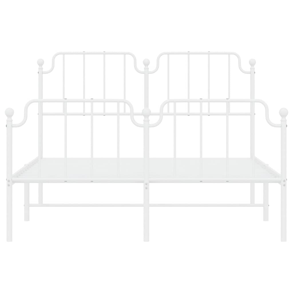 vidaXL Metal Bed Frame without Mattress with Footboard White 135x190cm