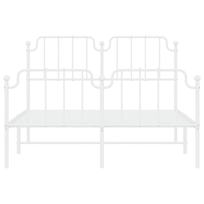 vidaXL Metal Bed Frame without Mattress with Footboard White 135x190cm