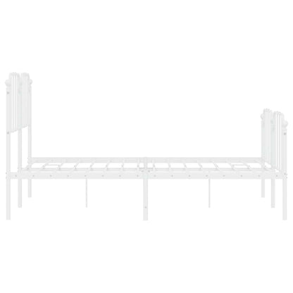 vidaXL Metal Bed Frame without Mattress with Footboard White 135x190cm