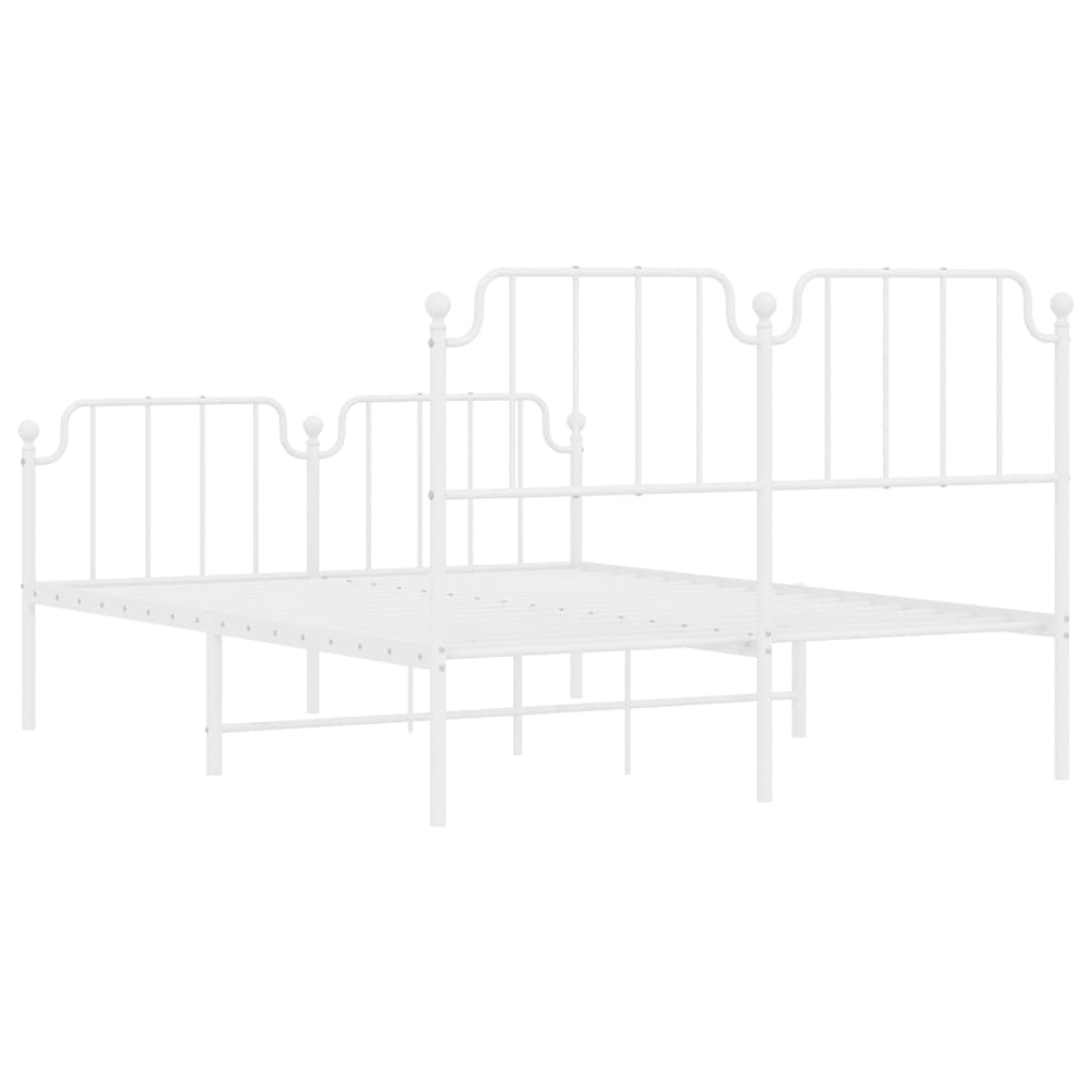 vidaXL Metal Bed Frame without Mattress with Footboard White 135x190cm