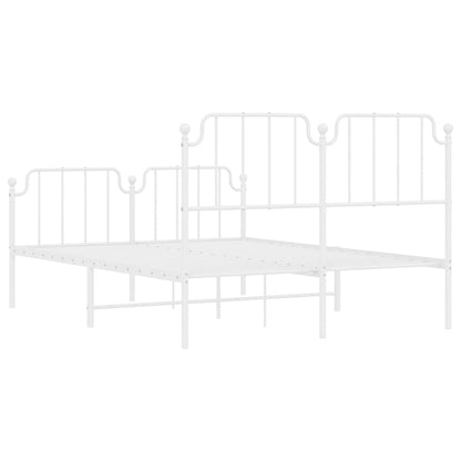 vidaXL Metal Bed Frame without Mattress with Footboard White 135x190cm