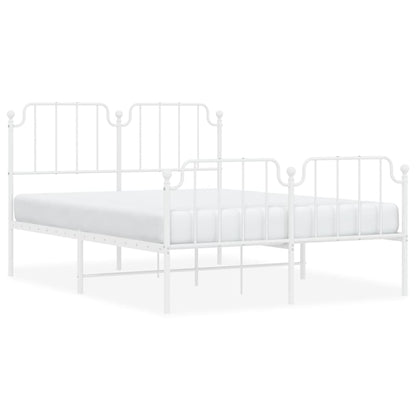 vidaXL Metal Bed Frame without Mattress with Footboard White 140x190cm