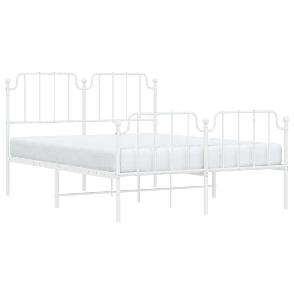 vidaXL Metal Bed Frame without Mattress with Footboard White 140x190cm