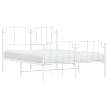 vidaXL Metal Bed Frame without Mattress with Footboard White 140x190cm
