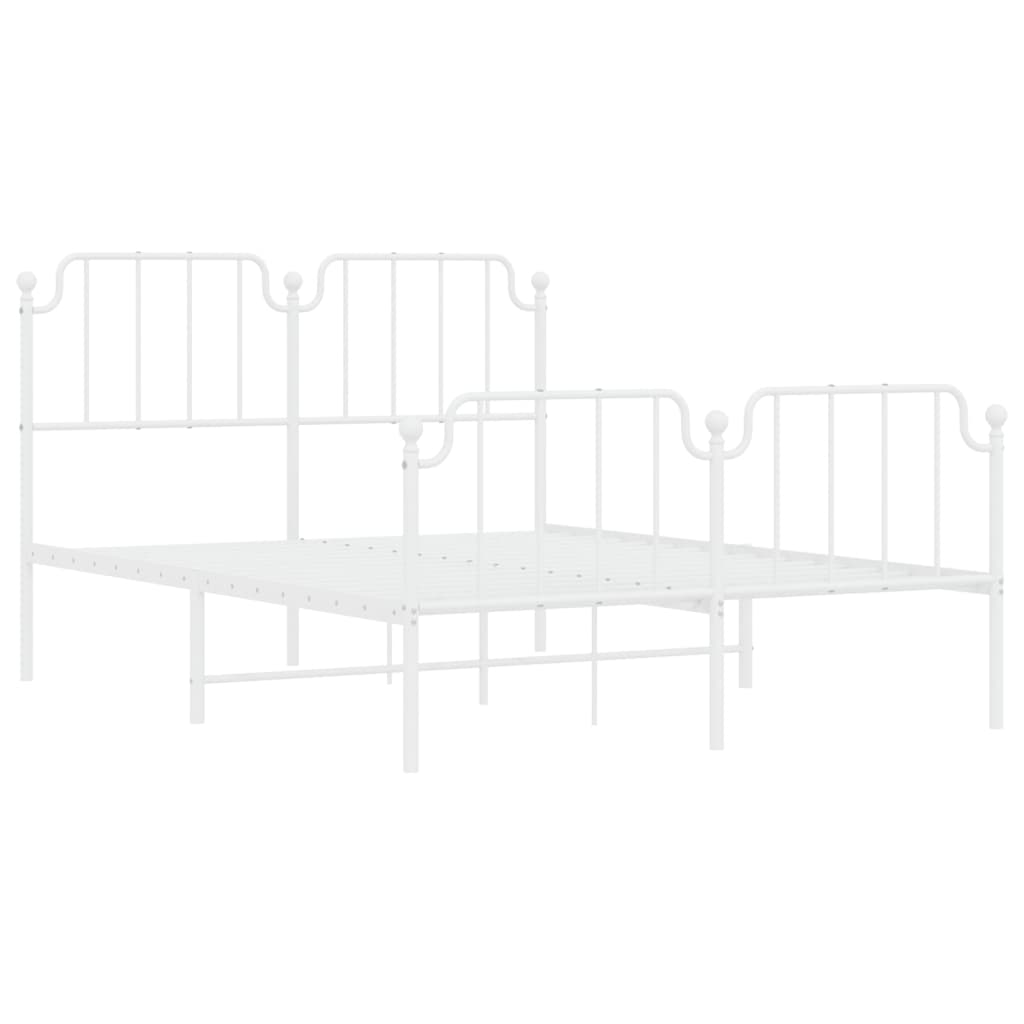 vidaXL Metal Bed Frame without Mattress with Footboard White 140x190cm