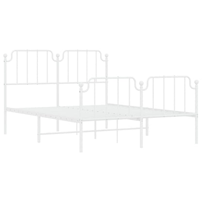 vidaXL Metal Bed Frame without Mattress with Footboard White 140x190cm