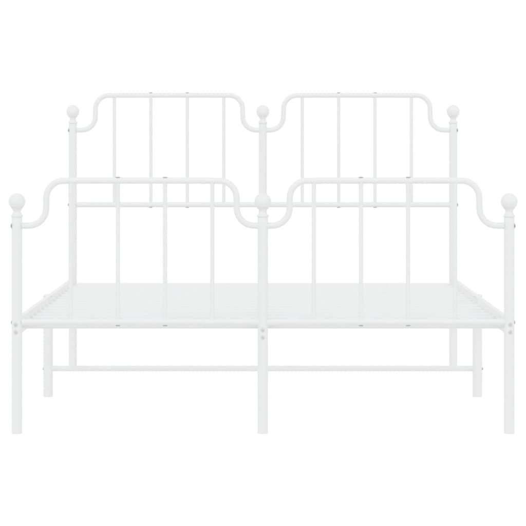 vidaXL Metal Bed Frame without Mattress with Footboard White 140x190cm