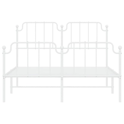 vidaXL Metal Bed Frame without Mattress with Footboard White 140x190cm