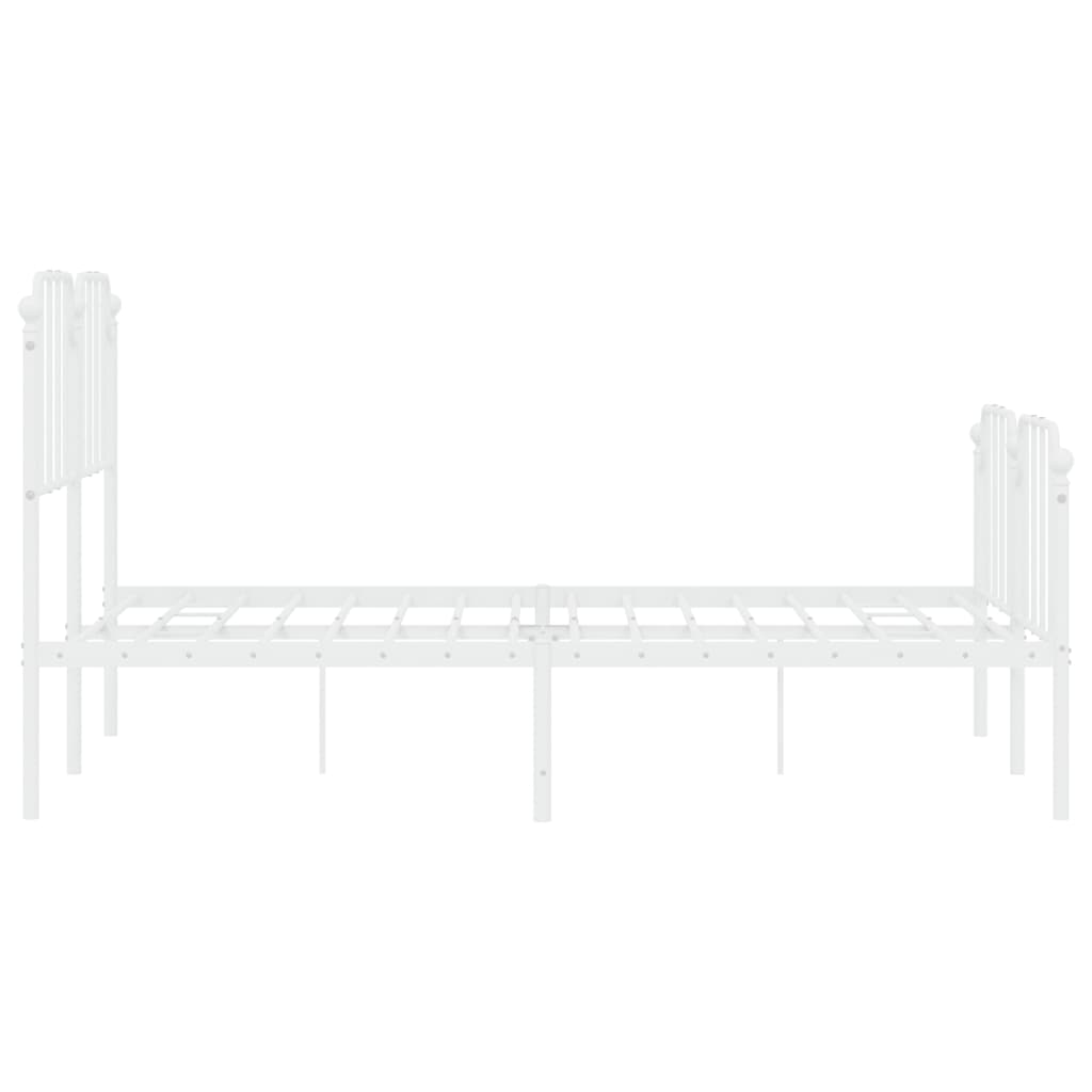 vidaXL Metal Bed Frame without Mattress with Footboard White 140x190cm