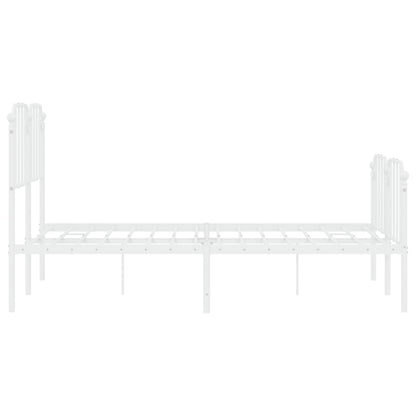 vidaXL Metal Bed Frame without Mattress with Footboard White 140x190cm
