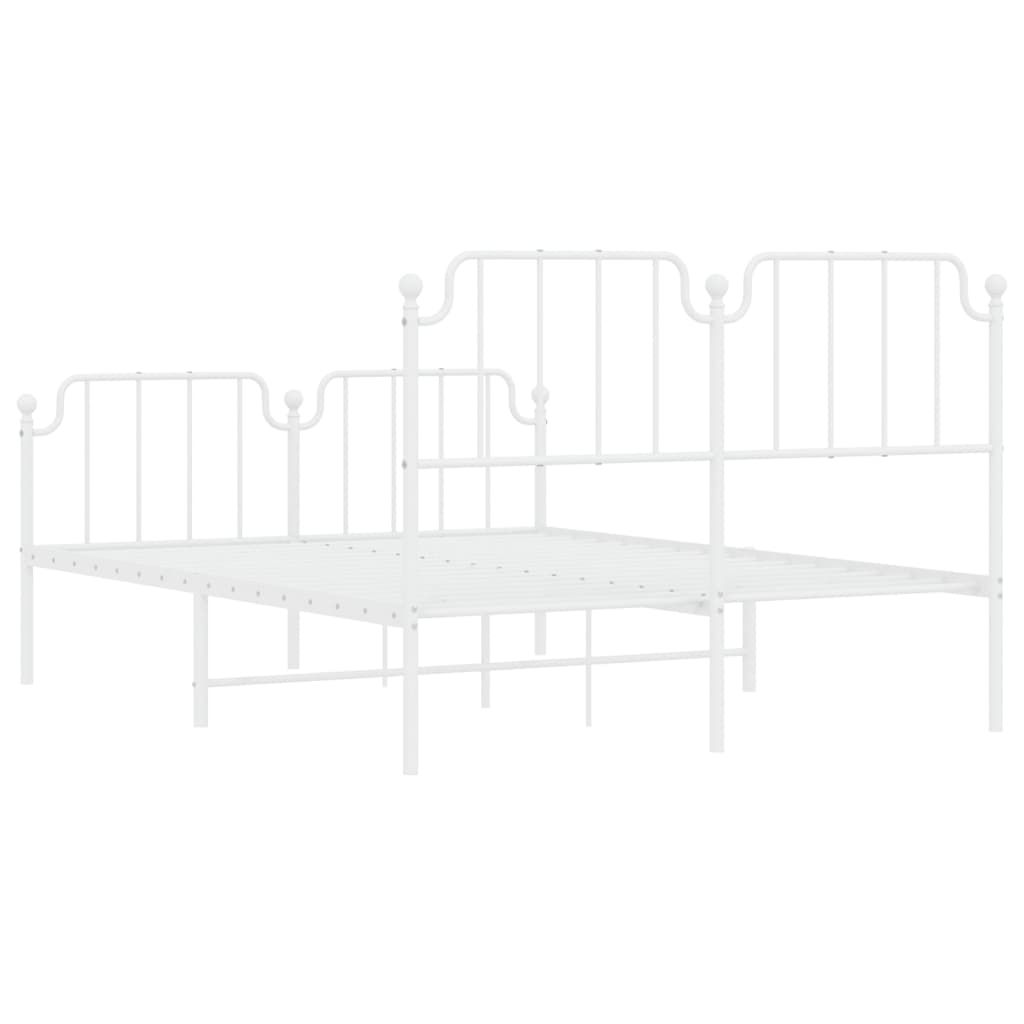 vidaXL Metal Bed Frame without Mattress with Footboard White 140x190cm