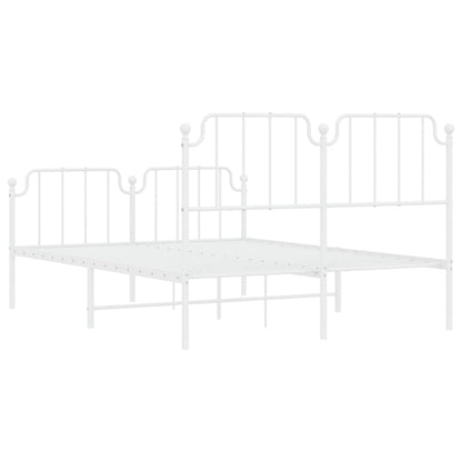 vidaXL Metal Bed Frame without Mattress with Footboard White 140x190cm