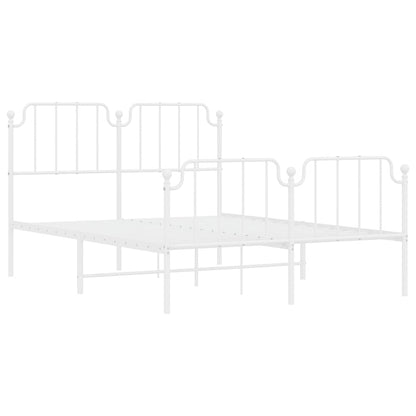 vidaXL Metal Bed Frame without Mattress with Footboard White 150x200cm
