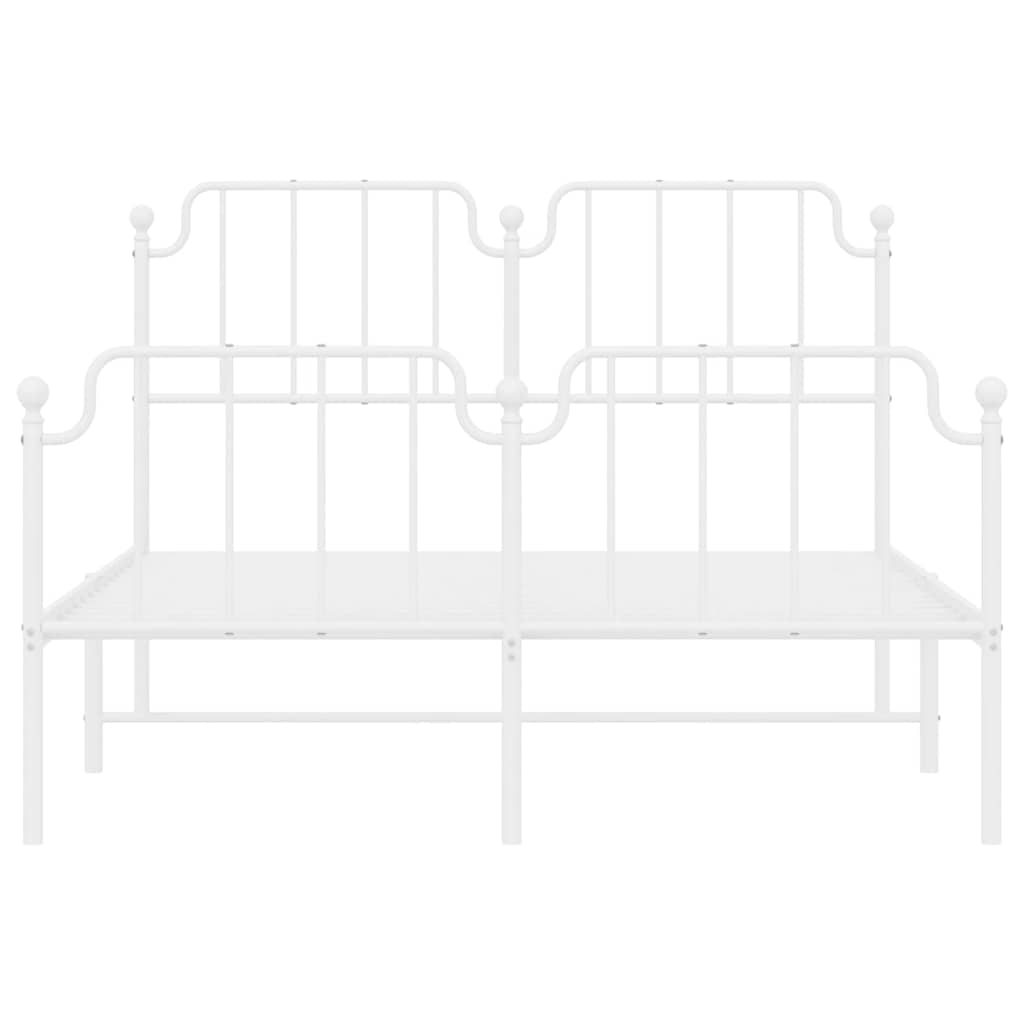vidaXL Metal Bed Frame without Mattress with Footboard White 150x200cm