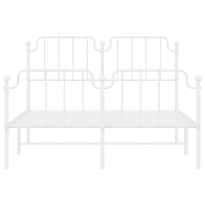 vidaXL Metal Bed Frame without Mattress with Footboard White 150x200cm