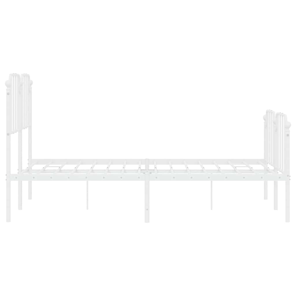 vidaXL Metal Bed Frame without Mattress with Footboard White 150x200cm