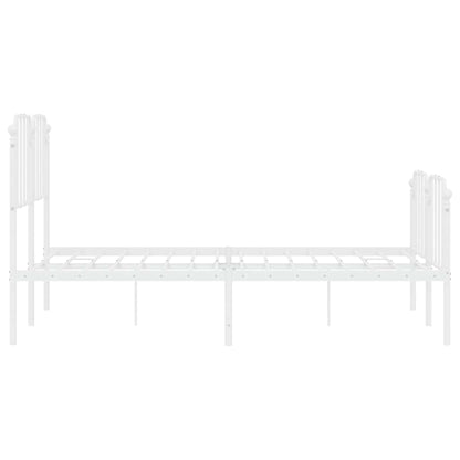 vidaXL Metal Bed Frame without Mattress with Footboard White 150x200cm