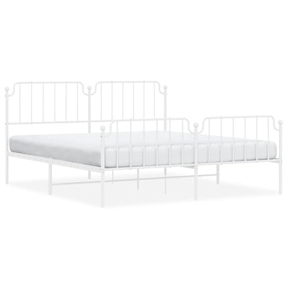 vidaXL Metal Bed Frame without Mattress with Footboard White 183x213cm