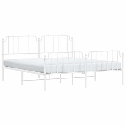 vidaXL Metal Bed Frame without Mattress with Footboard White 183x213cm