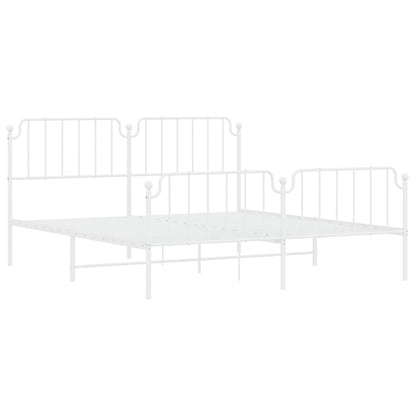 vidaXL Metal Bed Frame without Mattress with Footboard White 183x213cm
