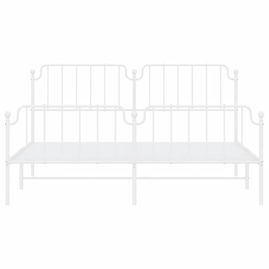vidaXL Metal Bed Frame without Mattress with Footboard White 183x213cm