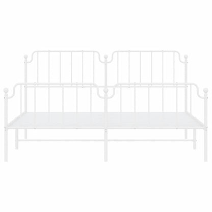vidaXL Metal Bed Frame without Mattress with Footboard White 183x213cm