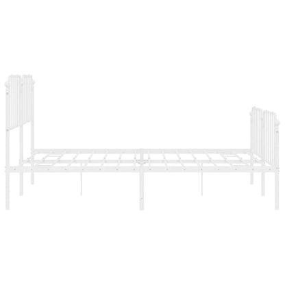 vidaXL Metal Bed Frame without Mattress with Footboard White 183x213cm