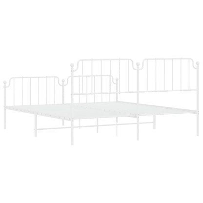 vidaXL Metal Bed Frame without Mattress with Footboard White 183x213cm