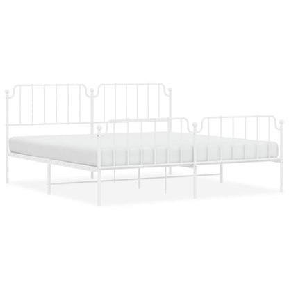 vidaXL Metal Bed Frame without Mattress with Footboard White 193x203cm