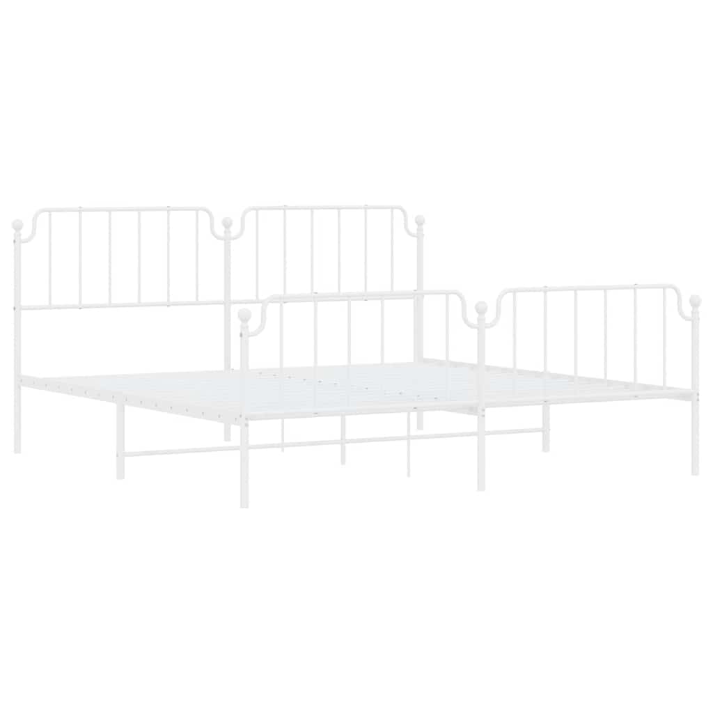 vidaXL Metal Bed Frame without Mattress with Footboard White 193x203cm