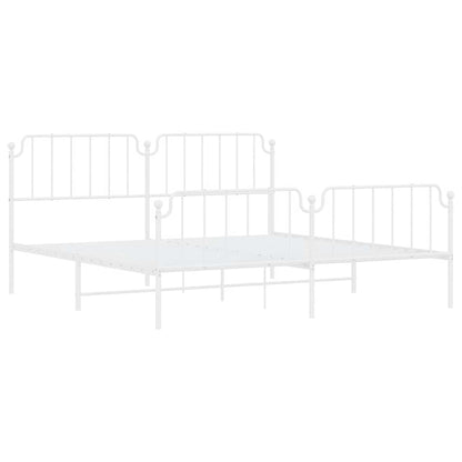 vidaXL Metal Bed Frame without Mattress with Footboard White 193x203cm