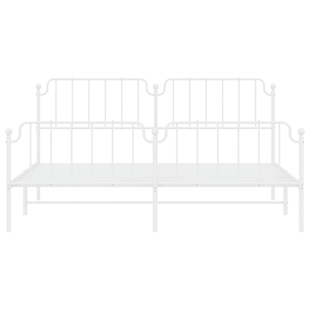 vidaXL Metal Bed Frame without Mattress with Footboard White 193x203cm