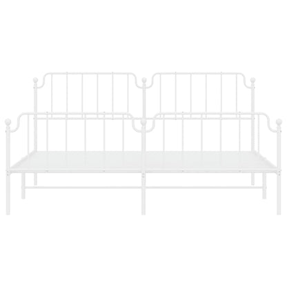 vidaXL Metal Bed Frame without Mattress with Footboard White 193x203cm