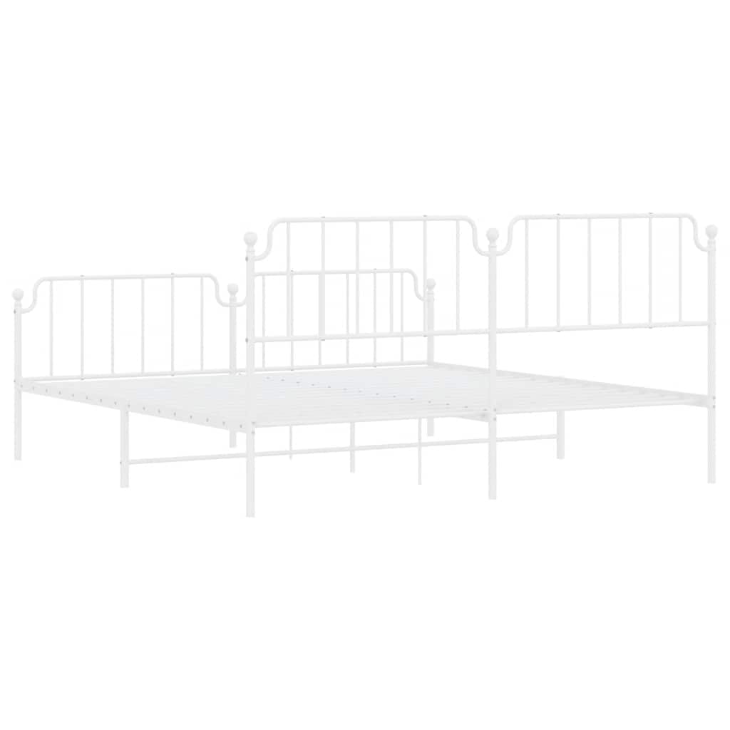 vidaXL Metal Bed Frame without Mattress with Footboard White 193x203cm