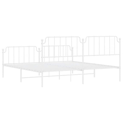 vidaXL Metal Bed Frame without Mattress with Footboard White 193x203cm