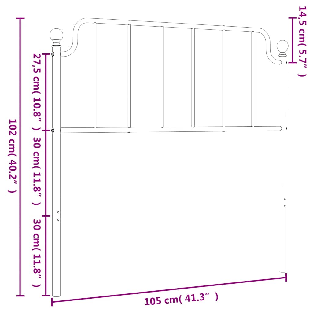 vidaXL Metal Replace Headboard White 100 cm