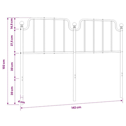 vidaXL Metal Replace Headboard White 135 cm