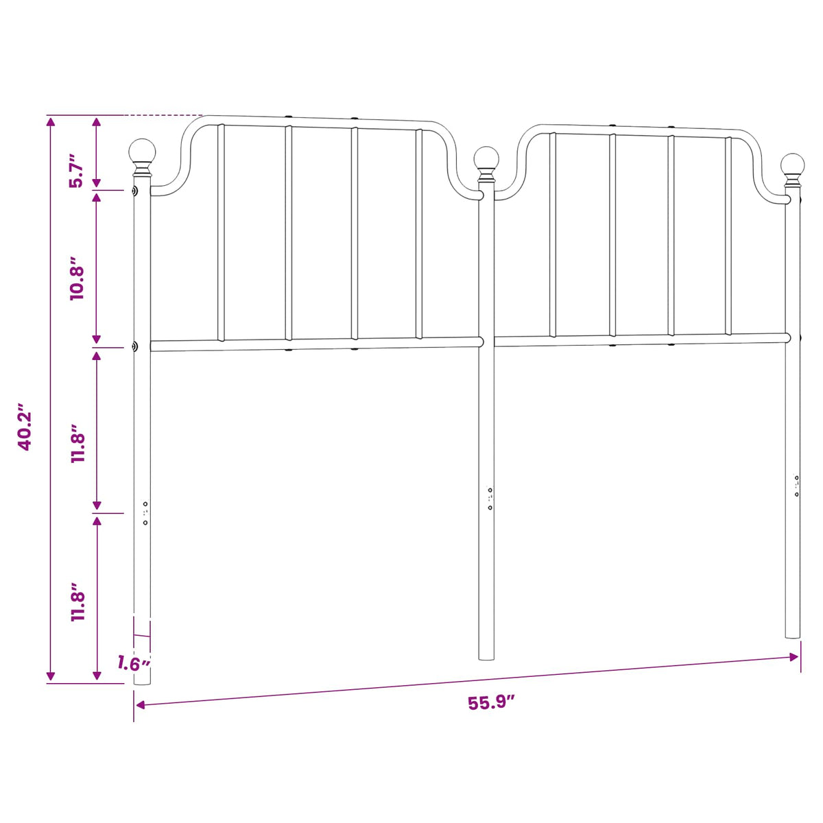 vidaXL Metal Replace Headboard White 135 cm