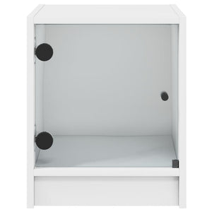 vidaXL Bedside Cabinets with Glass Doors 2 pcs White 35x37x42 cm