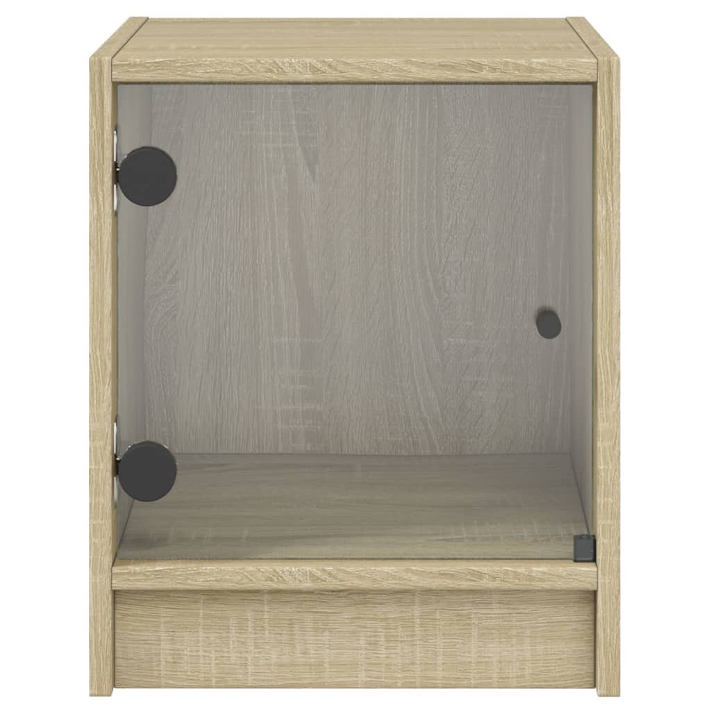 vidaXL Bedside Cabinets with Glass Doors 2 pcs Sonoma Oak 35x37x42 cm