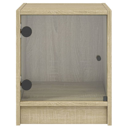 vidaXL Bedside Cabinets with Glass Doors 2 pcs Sonoma Oak 35x37x42 cm