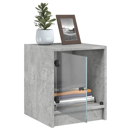 vidaXL Bedside Cabinets with Glass Doors 2 pcs Concrete Grey 35x37x42 cm